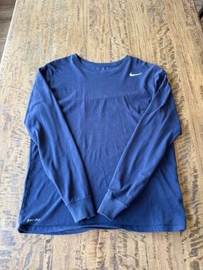 Nike Dri-FIT Long Sleeve Shirt Men’s Medium Blue Athletic Training Running